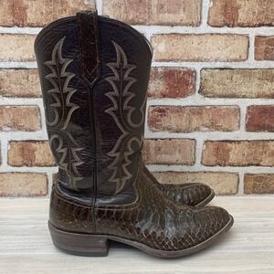 VTG Rios Of Mercedes Mens 8 D Genuine Exotic Reptile Cowboy Boots Brown Western